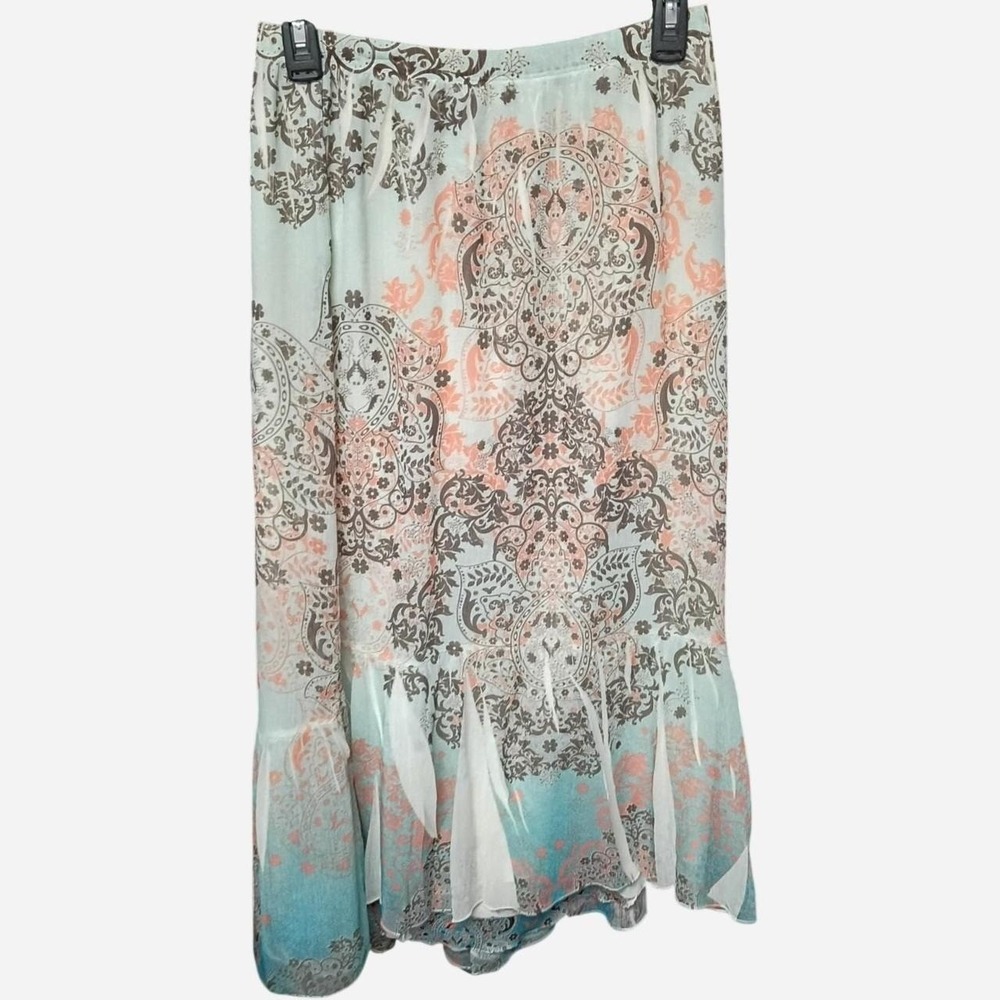 Teal Y2K Shabby Chic Skirt With An Asymmetrical Hem New Directions Size Small